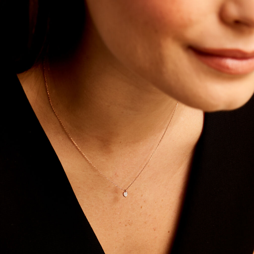 Collier Mon 1er Diamant Or Rose Diamant - Colliers Femme | Histoire d’Or