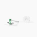 Boucles D'oreilles Puces Or Blanc Febe Emeraude Diamant - Clous d'oreilles Femme | Histoire d&rsquo;Or