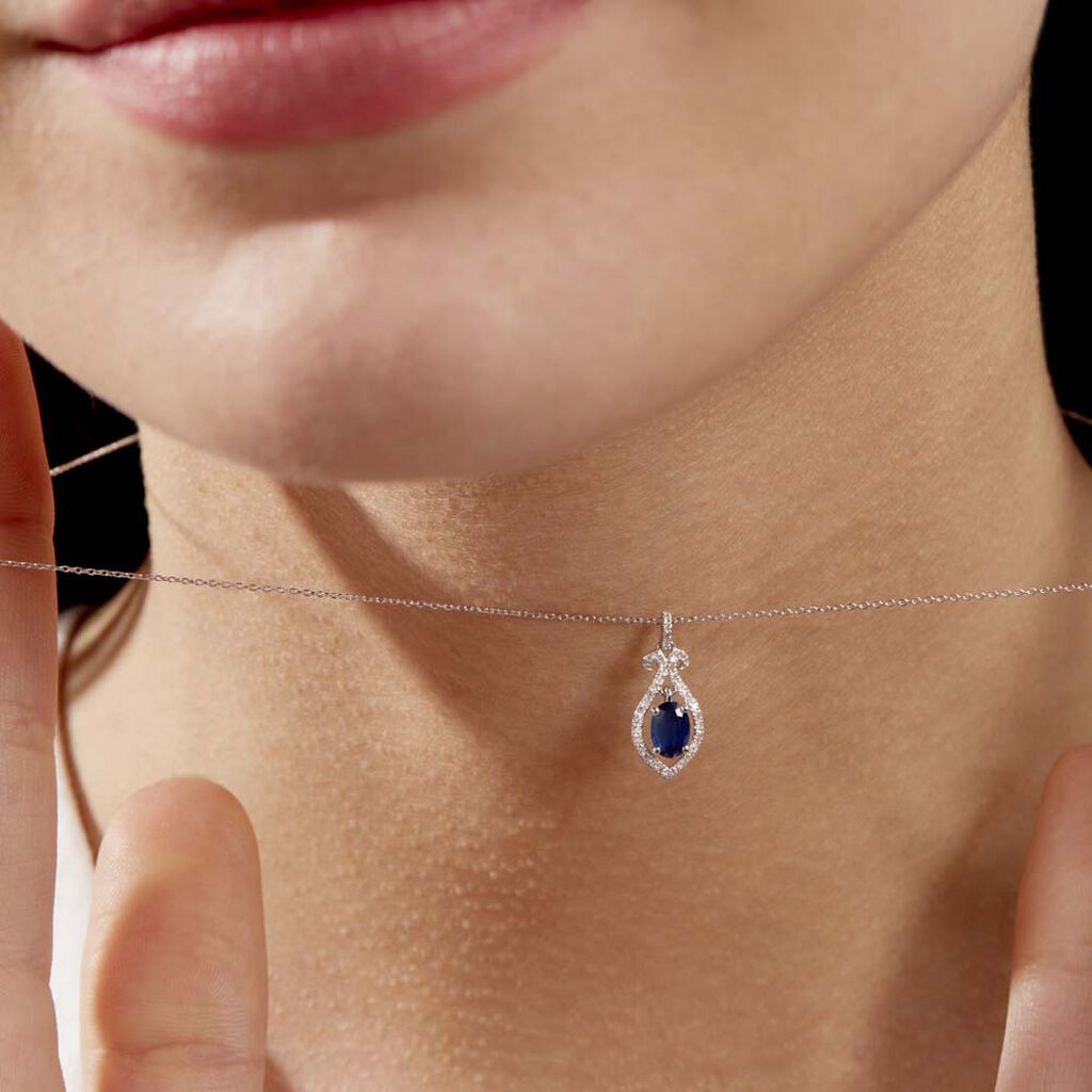 Collier Lys Or Blanc Saphir Et Diamant - Colliers Femme | Histoire d’Or
