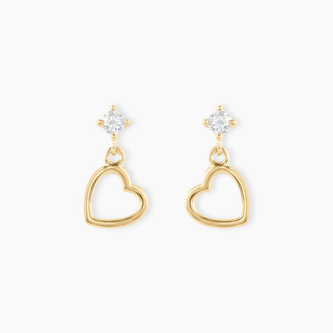 Boucles D'oreilles Pendantes Euria C&oelig;ur Or Jaune - Boucles d'oreilles pendantes Femme | Histoire d&rsquo;Or