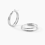 Cr&eacute;oles Double Argent Blanc - Boucles d'oreilles cr&eacute;oles Femme | Histoire d&rsquo;Or