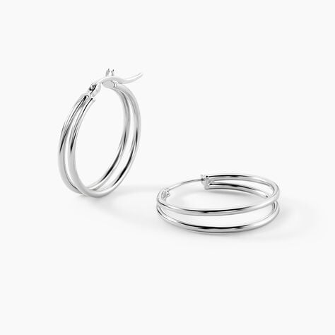 Cr&eacute;oles Double Argent Blanc - Boucles d'oreilles cr&eacute;oles Femme | Histoire d&rsquo;Or