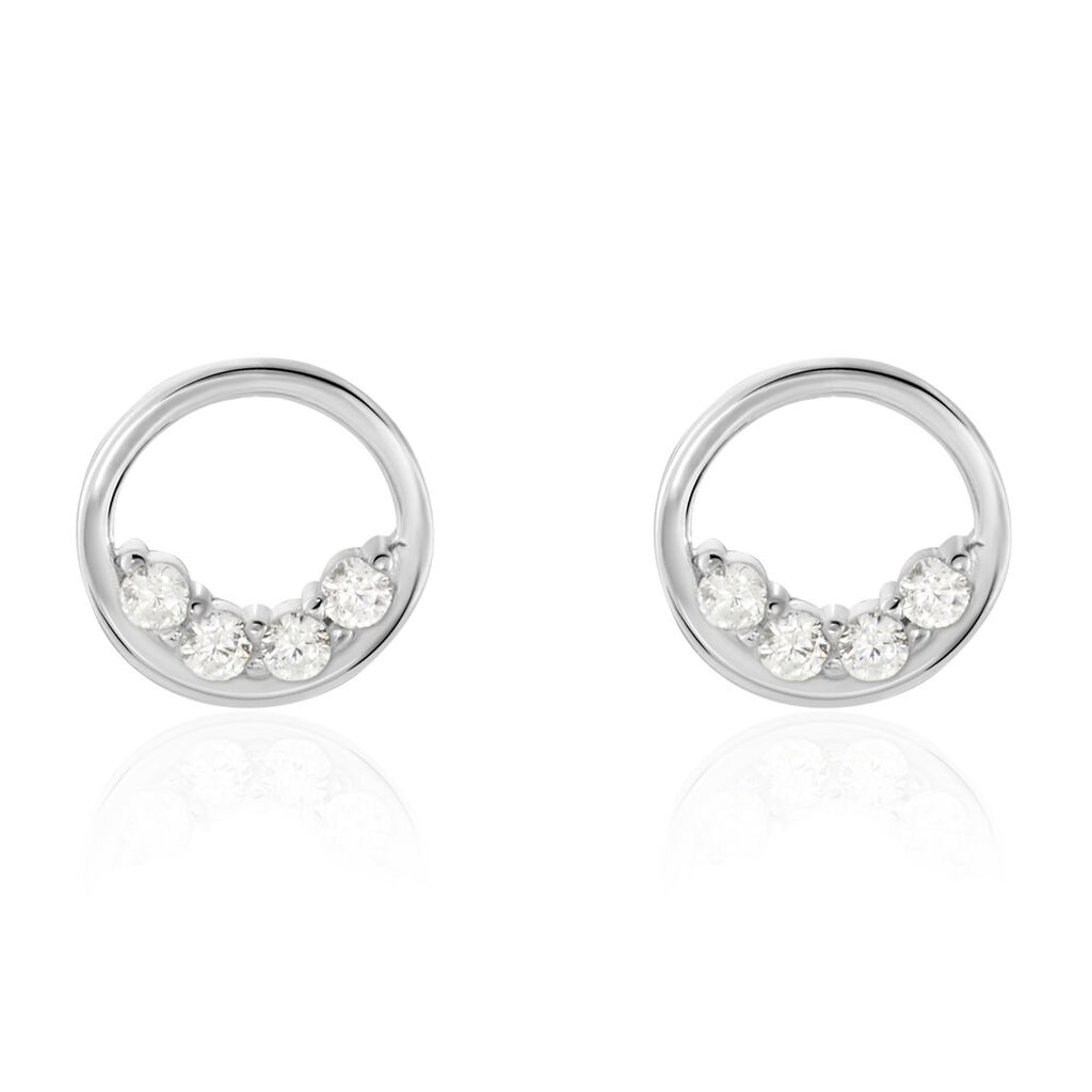 Boucles D'oreilles Puces Argent Blanc Vivence Oxydes De Zirconium - Boucles d'oreilles fantaisie Femme | Histoire d’Or