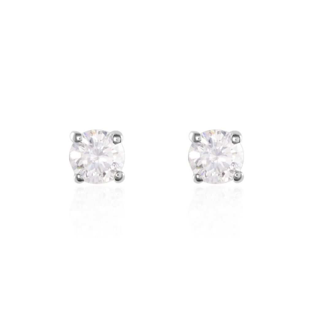 Boucles D'oreilles Puces Or Blanc Victoria Diamants - Clous d'oreilles Femme | Histoire d’Or