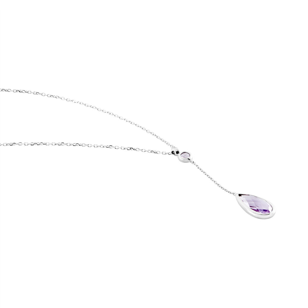 Collier Dennis Or Blanc Amethyste - Colliers Femme | Histoire d&rsquo;Or