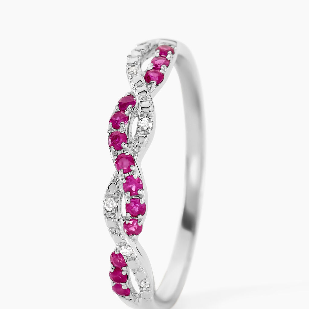 Bague Sofia Or Blanc Rubis Et Diamant - Bagues avec pierre Femme | Histoire d’Or