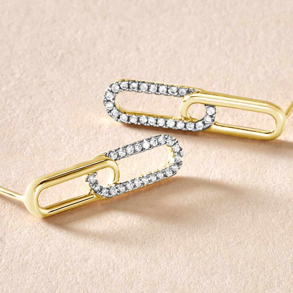 Boucles D'oreilles Pendantes Graphic Lines Or Jaune Oxyde De Zirconium - Boucles d'oreilles pendantes Femme | Histoire d’Or