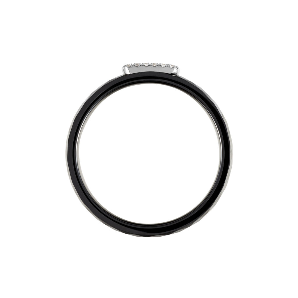 Bague Ceramik Design Argent Blanc Oxyde De Zirconium Et Céramique - Bagues avec pierre Femme | Histoire d’Or