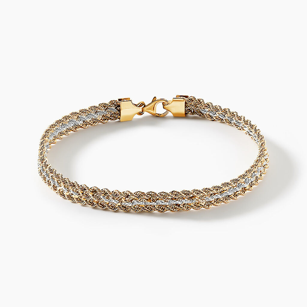 Bracelet Jerry Maille Corde 3 Rangs Or Bicolore - Bracelets cha&icirc;ne Femme | Histoire d&rsquo;Or
