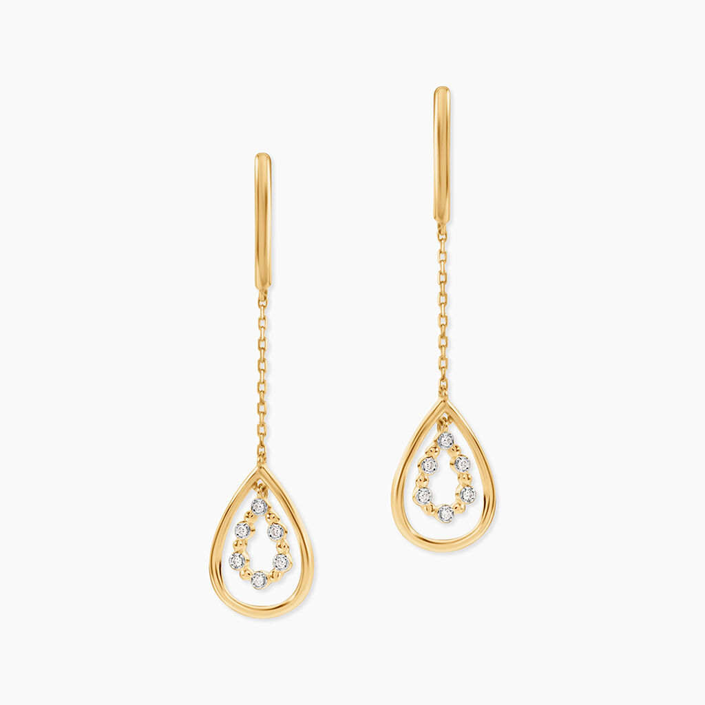 Boucles D'oreilles Pendantes Marganela Or Jaune Diamant - Boucles d'oreilles pendantes Femme | Histoire d&rsquo;Or