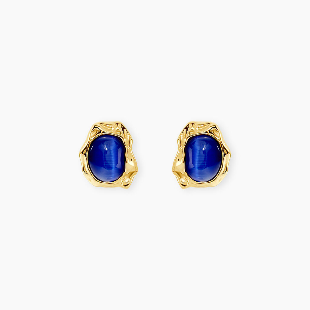 Boucles D'Oreilles Puces Ranya Acier Jaune Verre - Boucles d'oreilles fantaisie Femme | Histoire d&rsquo;Or