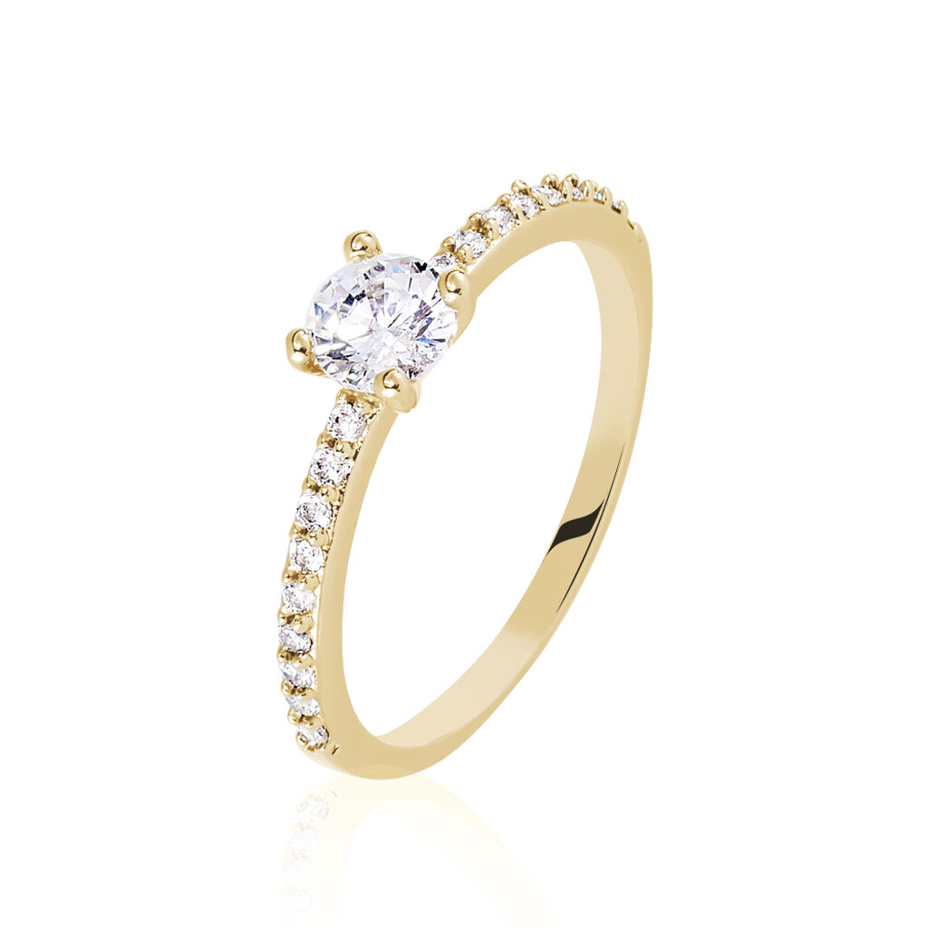 Bague Solitaire Mireilla Plaque Or Jaune Oxyde De Zirconium