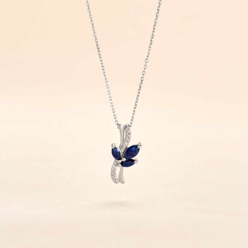 Collier Angie Or Blanc Saphir Diamant - Colliers Femme | Histoire d’Or