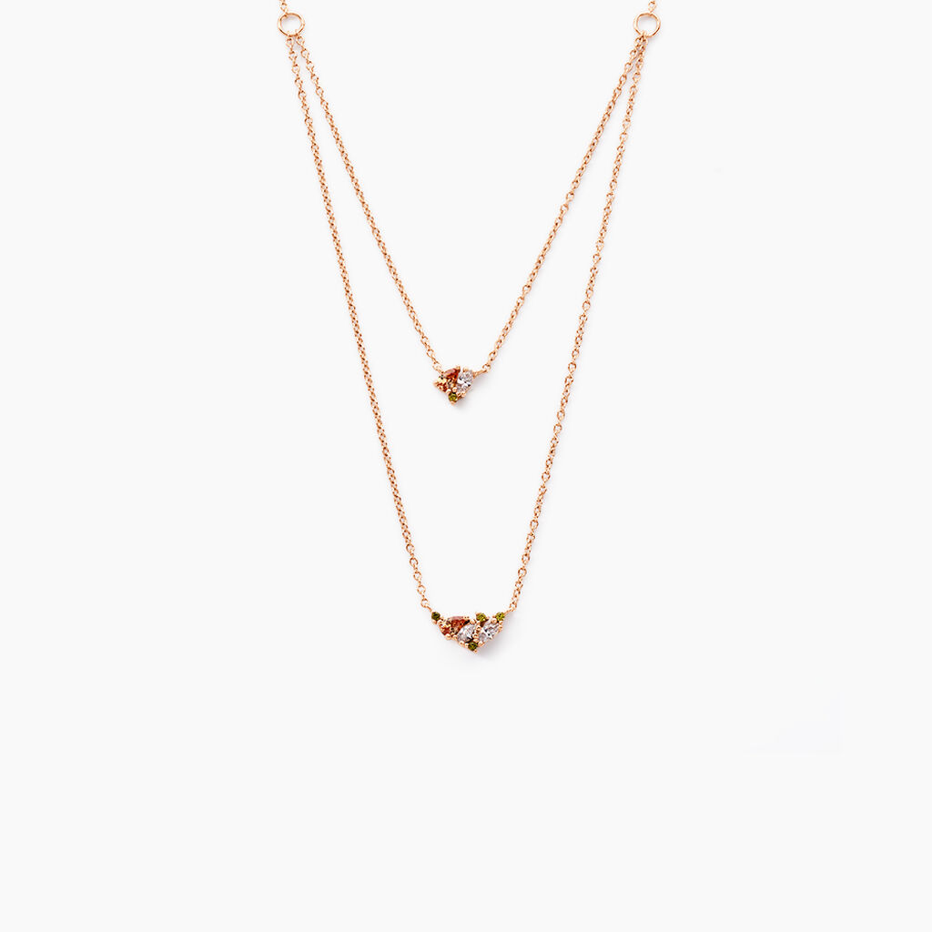 Collier Camelia Argent Rose Oxyde De Zirconium - Colliers fantaisie Femme | Histoire d’Or