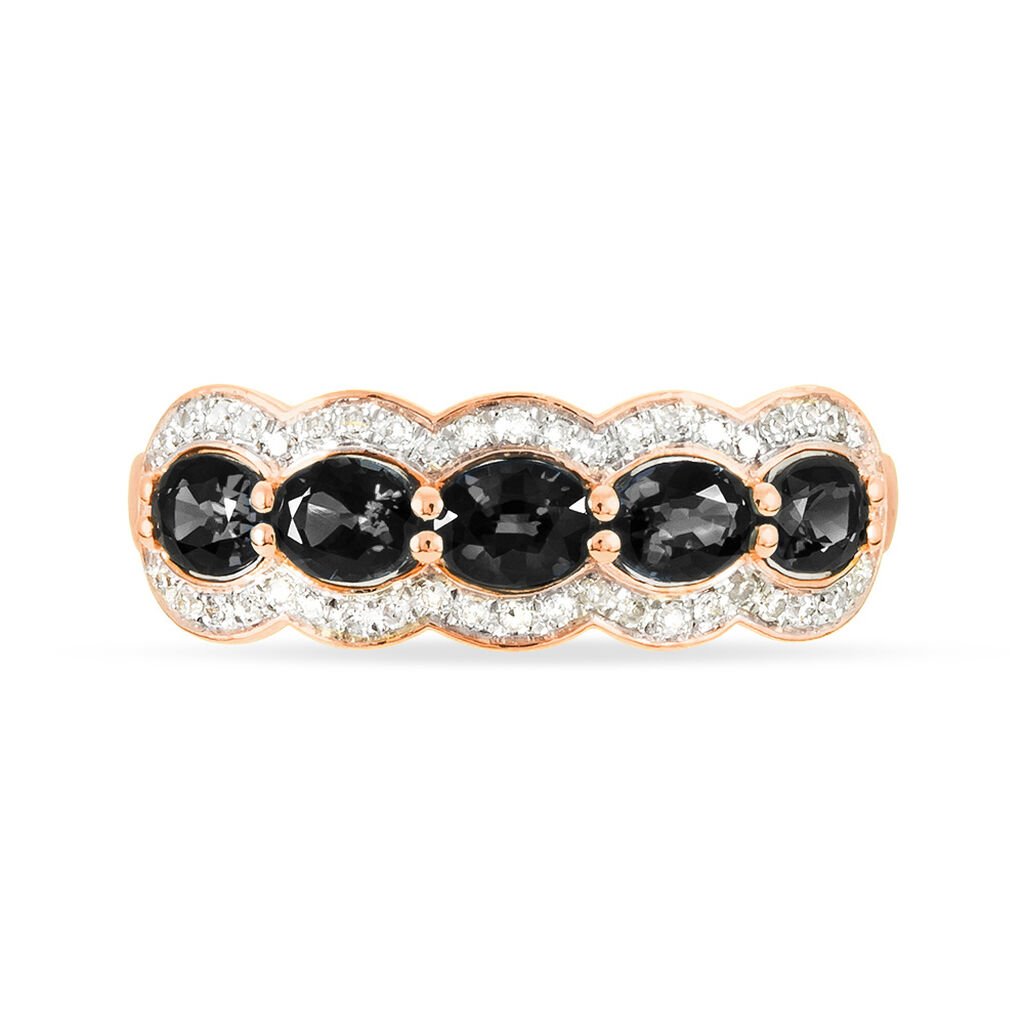 Bague Margaux Or Rose Onyx Et Diamant - Bagues avec pierre Femme | Histoire d’Or