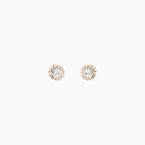 Boucles D'Oreilles Puces Edeline Or Jaune Oxyde De Zirconium - Clous d'oreilles Femme | Histoire d&rsquo;Or