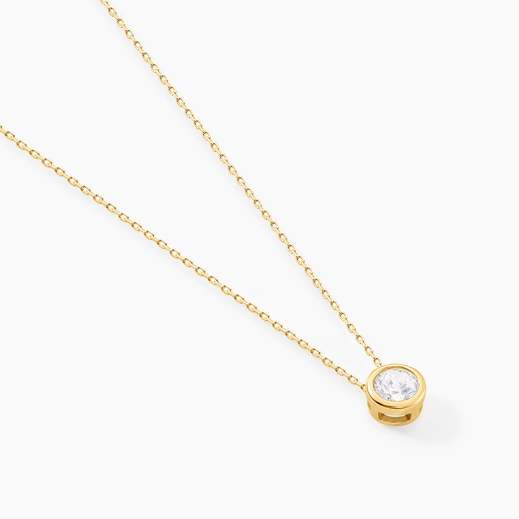 Collier Columbine Or Jaune Oxyde De Zirconium Blanc - Colliers Femme | Histoire d&rsquo;Or