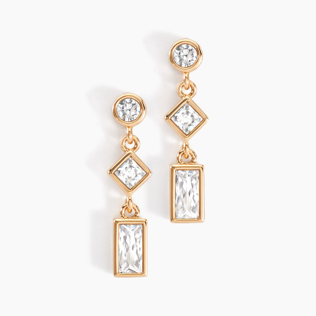 Boucles D'oreilles Pendantes Gold Chandelier Plaqué Or Oxyde Zirconium - Boucles d'oreilles fantaisie Femme | Histoire d’Or