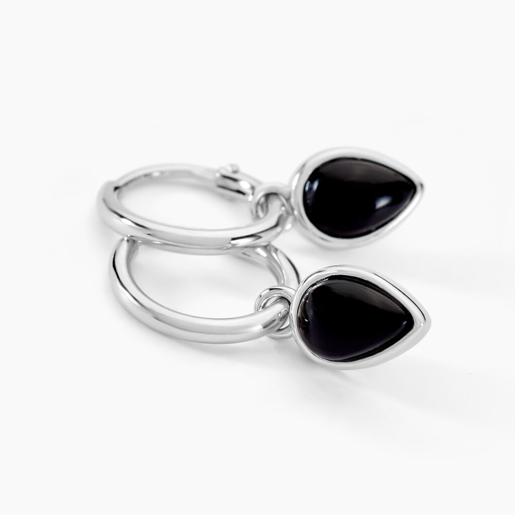 Créoles Mentissa Argent Blanc Agate - Boucles d'oreilles créoles Femme | Histoire d’Or
