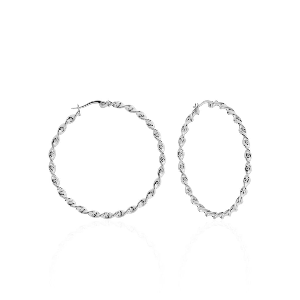 Creoles Acier Blanc Antonello - Boucles d'oreilles créoles Femme | Histoire d’Or