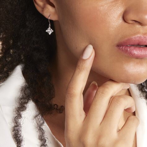 Boucles D'oreilles Pendantes Flocon Argent Blanc Oxyde De Zirconium - Boucles d'oreilles fantaisie Femme | Histoire d’Or