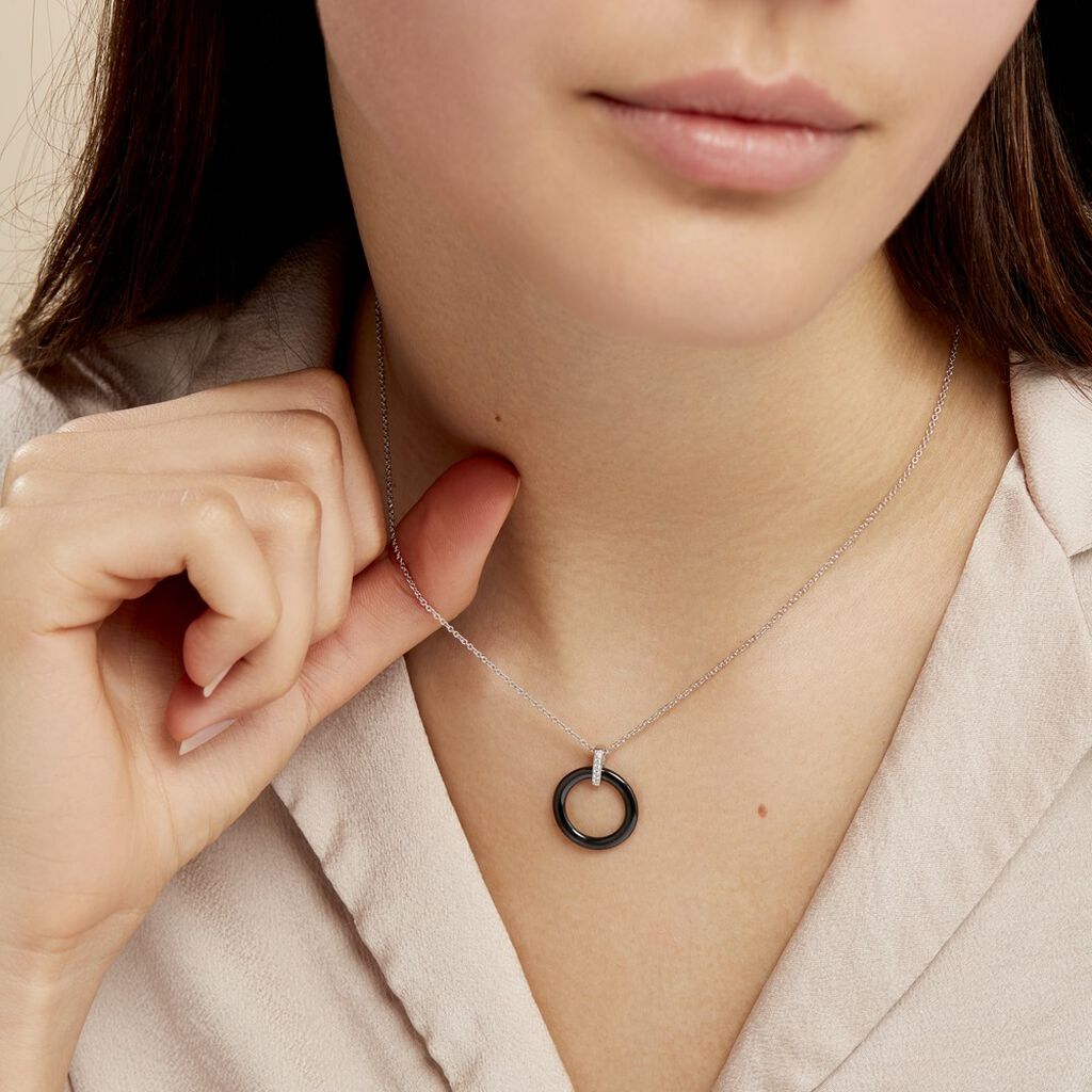 Collier Natacha Cera Argent Blanc Céramique Et Oxyde De Zirconium - Colliers fantaisie Femme | Histoire d’Or