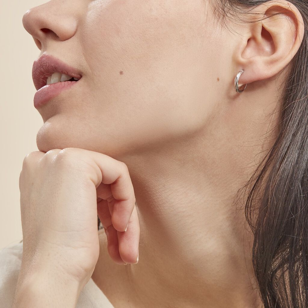 Créoles Ananas Or Blanc - Boucles d'oreilles créoles Femme | Histoire d’Or