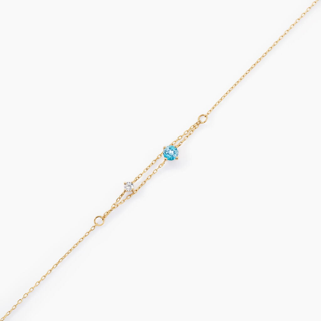 Bracelet Beaut&eacute; Bleut&eacute;e Or Jaune Topaze Oxyde De Zirconium - Bracelets Femme | Histoire d&rsquo;Or