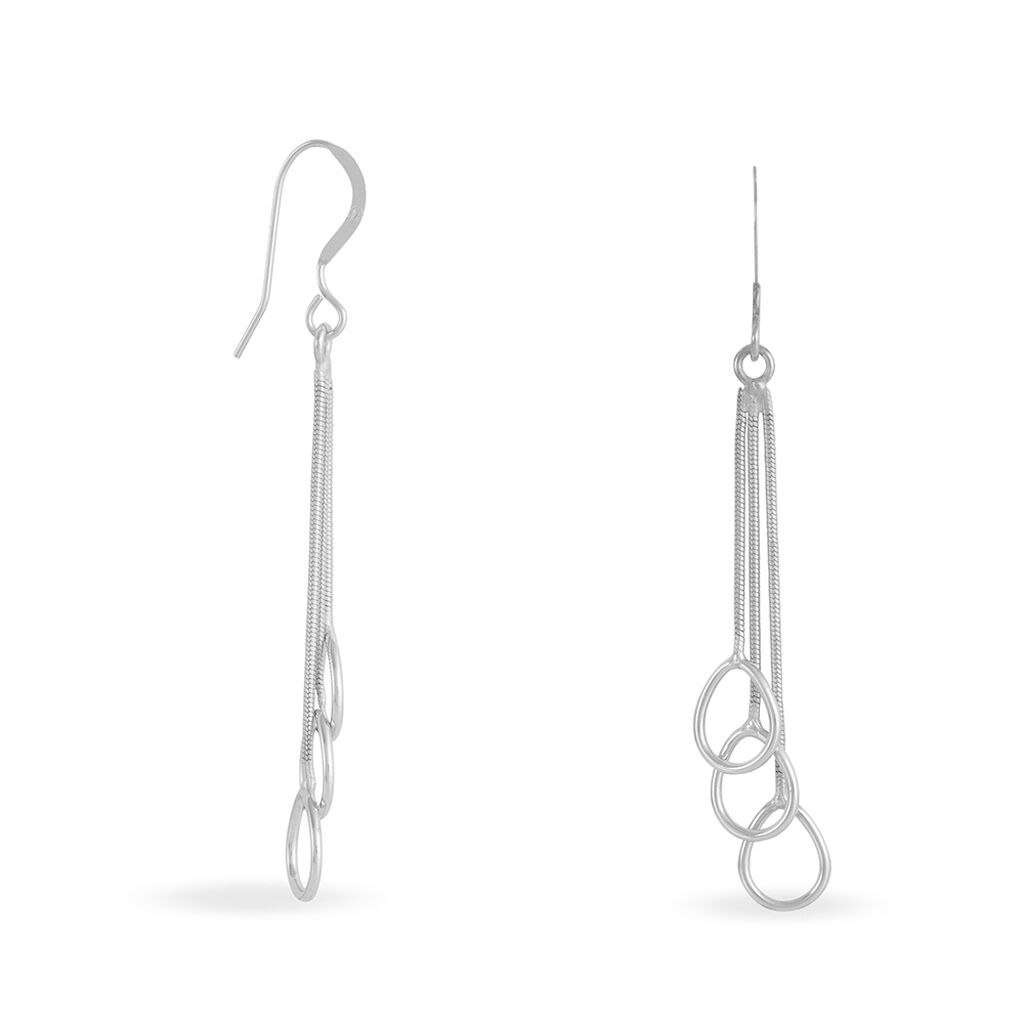 Boucles D'oreilles Pendantes Flat Argent Blanc - Boucles d'oreilles fantaisie Femme | Histoire d’Or