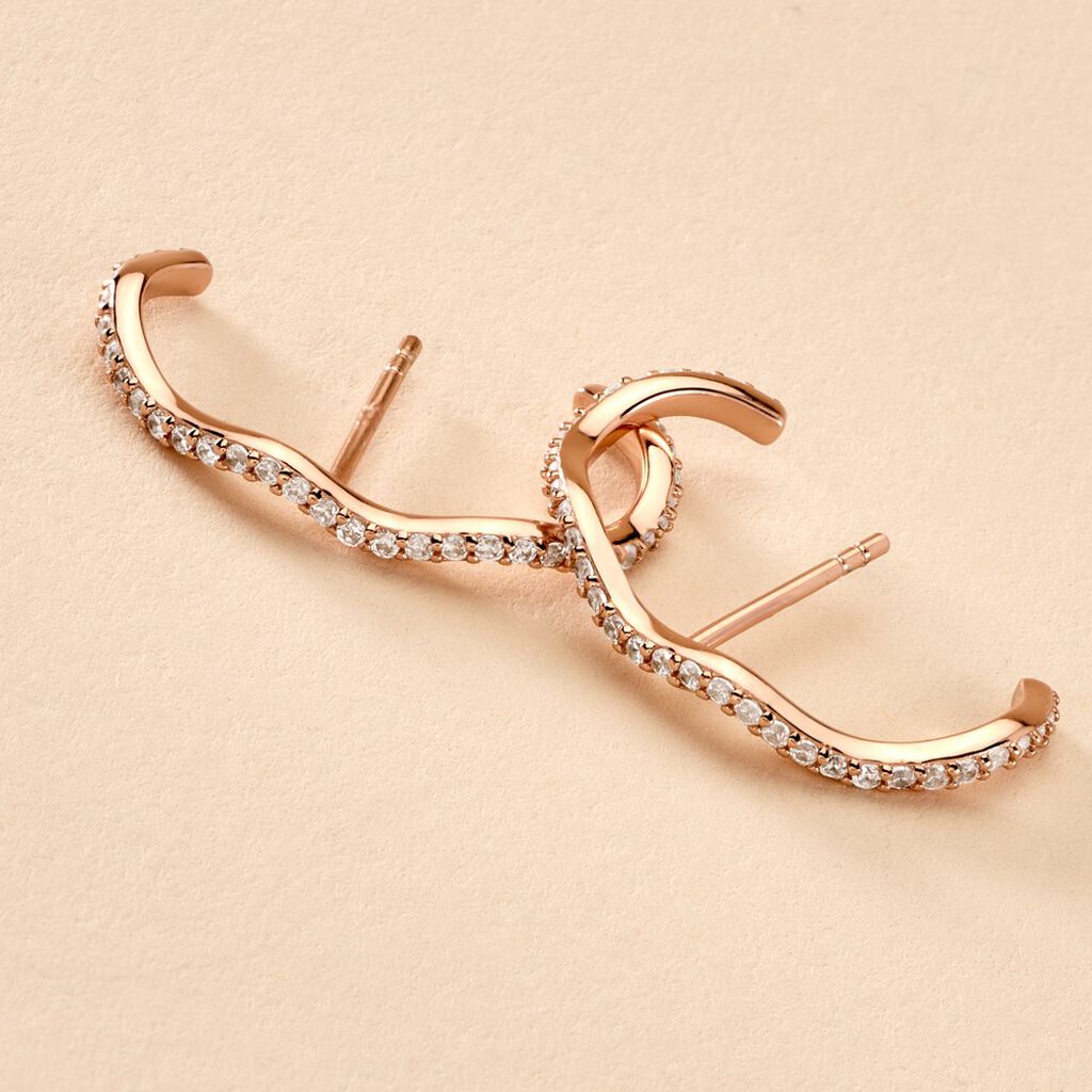 Boucles D'oreilles Lowri Argent Rose Oxyde De Zirconium - Boucles d'oreilles créoles Femme | Histoire d’Or