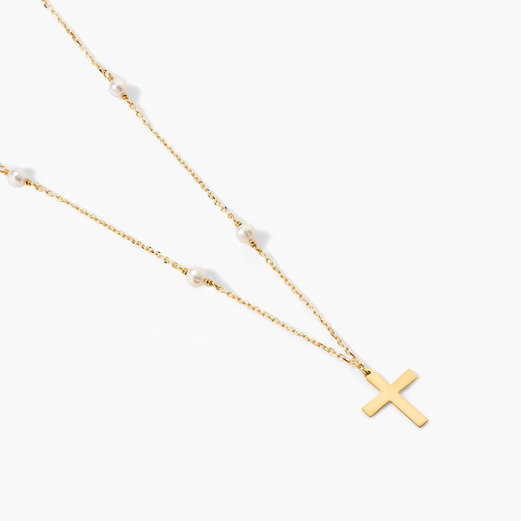 Collier Elsabeth Or Jaune Perle De Culture - Cadeaux de bapt&ecirc;me Famille | Histoire d&rsquo;Or