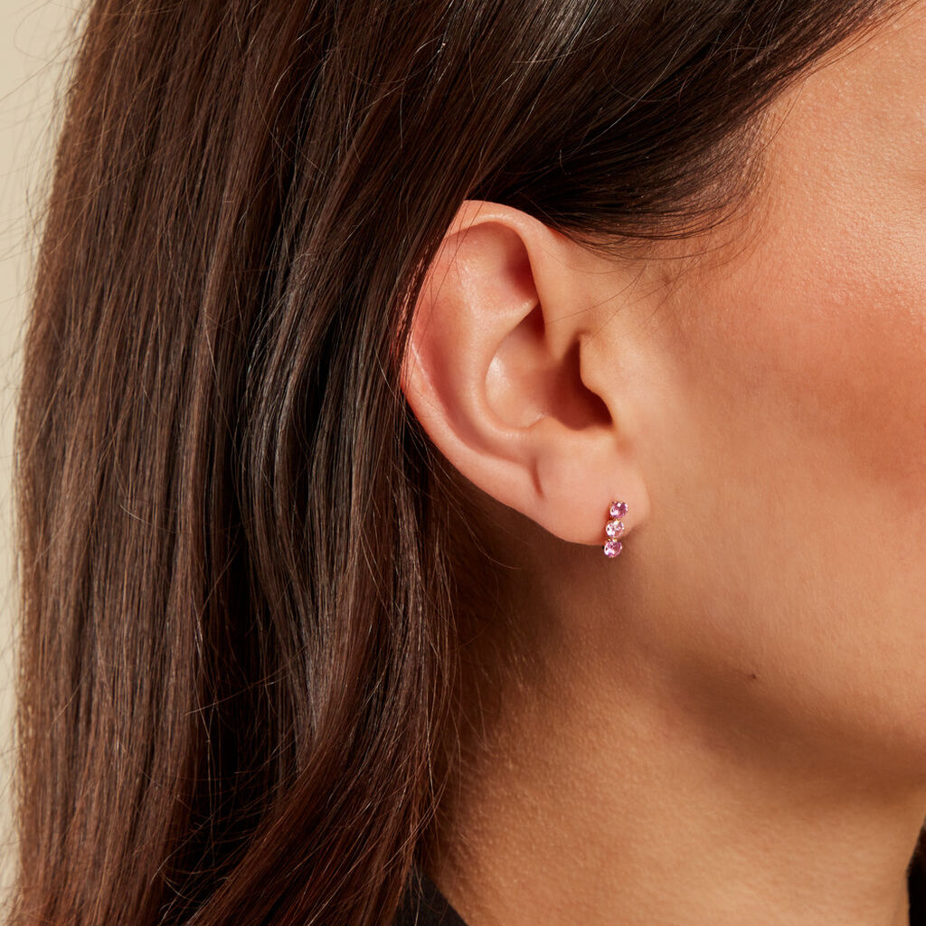 Boucles D'oreilles Puces Trystan Or Jaune Oxyde De Zirconium - Clous d'oreilles Famille | Histoire d’Or