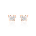 Boucles D'oreilles Puces Edme Papillon Or Rose Strass - Clous d'oreilles Femme | Histoire d&rsquo;Or