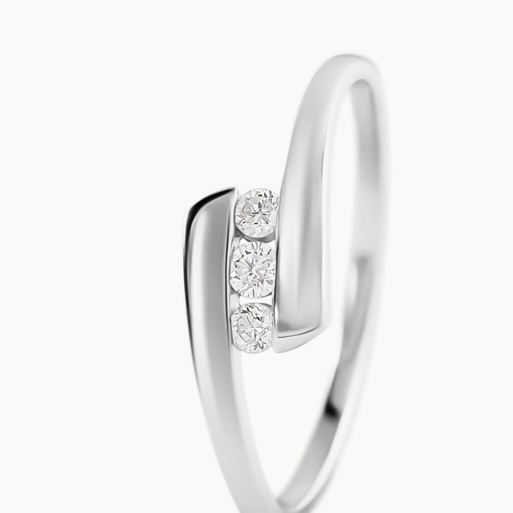 Bague Trilogie Or Blanc Diamant - Bagues avec pierre Femme | Histoire d&rsquo;Or