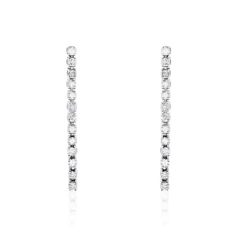 Boucles D'oreilles Pendantes Moscovado Or Blanc Diamant Synth&eacute;tique - Boucles d'oreilles pendantes Femme | Histoire d&rsquo;Or