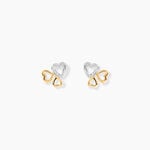 Boucles D'oreilles Puces Anne-maudae Triple Coeurs Or Bicolore - Clous d'oreilles Femme | Histoire d&rsquo;Or