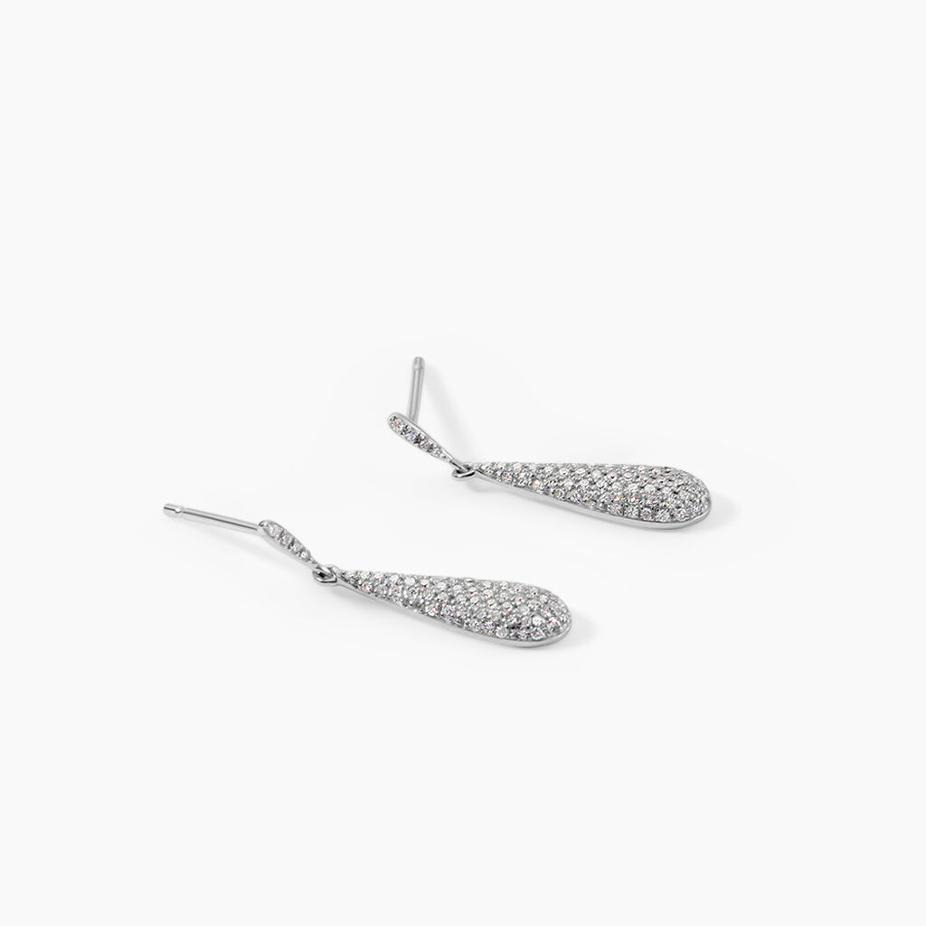 Boucles D'oreilles Puces Celine Or Blanc Diamant - Boucles d'oreilles pendantes Femme | Histoire d&rsquo;Or