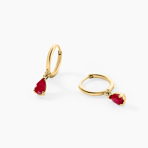 Creoles Pluie D'Eclat Or Jaune Rubis - Boucles d'oreilles cr&eacute;oles Femme | Histoire d&rsquo;Or