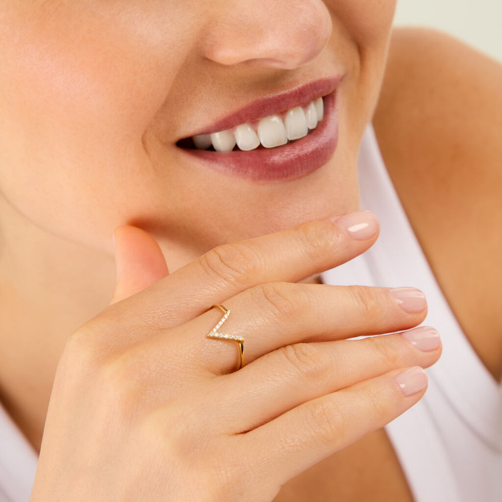 Bague Celene 1 Argent Dor&eacute; A L'Or 750/1000 Oxyde De Zirconium - Cadeaux de naissance Femme | Histoire d&rsquo;Or