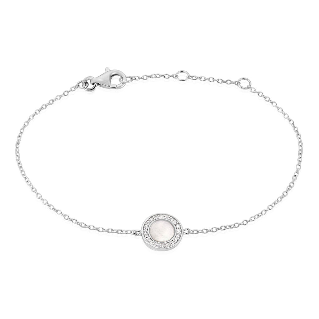 Bracelet Court Argent Blanc Nawala Oxyde De Zirconium