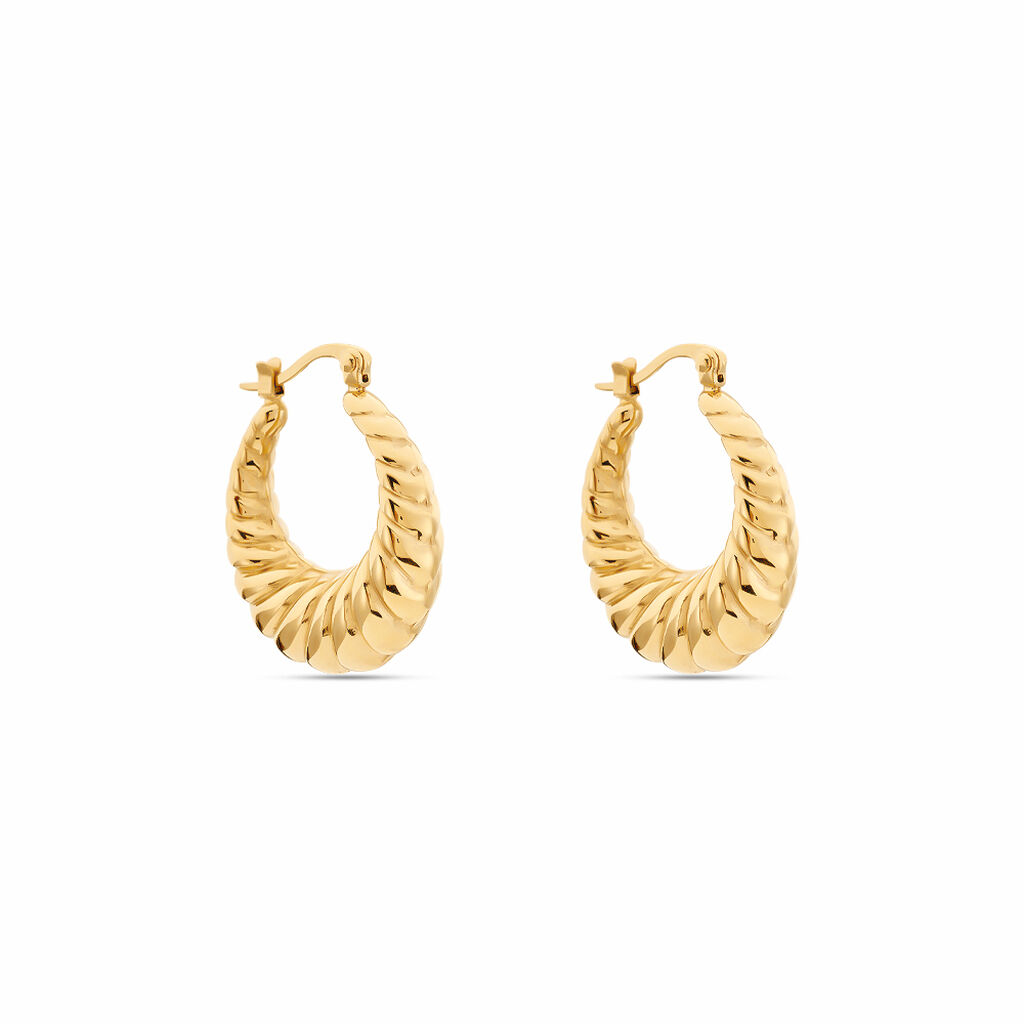 Créoles Clive Acier Doré - Boucles d'oreilles créoles Femme | Histoire d’Or