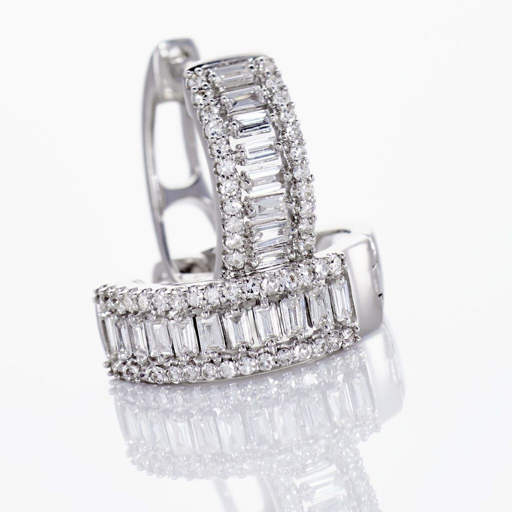 Créoles Or Blanc Ailin Diamants - Boucles d'oreilles créoles Femme | Histoire d’Or