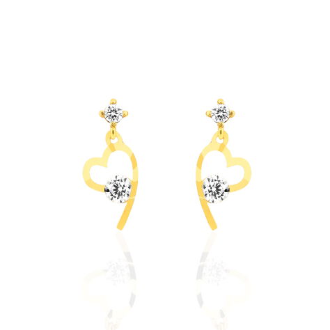 Boucles D'oreilles Pendantes Romance Or Jaune Oxyde De Zirconium - Boucles d'oreilles pendantes Femme | Histoire d’Or