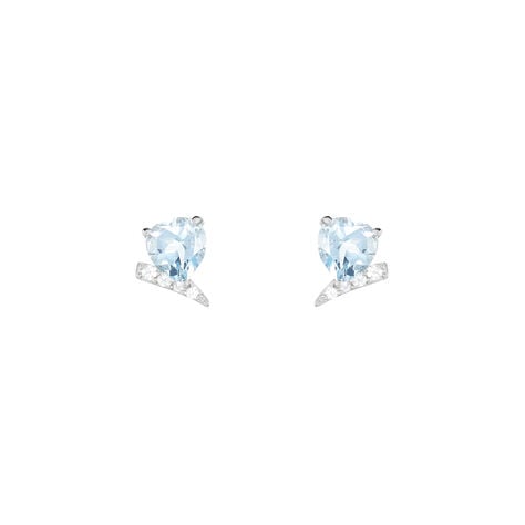 Boucles D'oreilles Puces Eva Or Blanc Topaze Et Oxyde De Zirconium - Clous d'oreilles Femme | Histoire d’Or