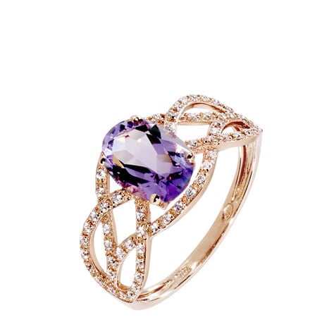 Bague Tina Or Rose Amethyste Et Diamant - Bagues solitaires Femme | Histoire d&rsquo;Or