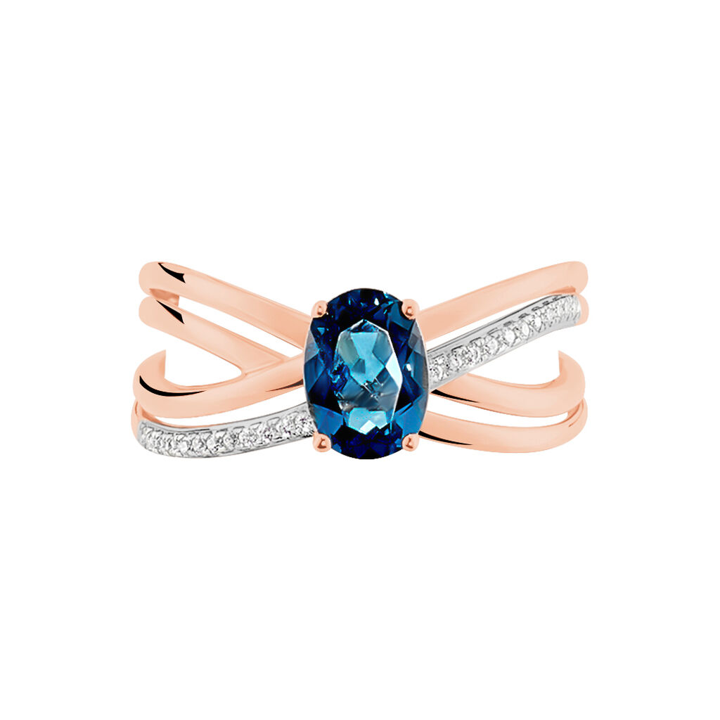 Bague Sare Or Rose Topaze Et Oxyde De Zirconium - Bagues solitaires Femme | Histoire d’Or