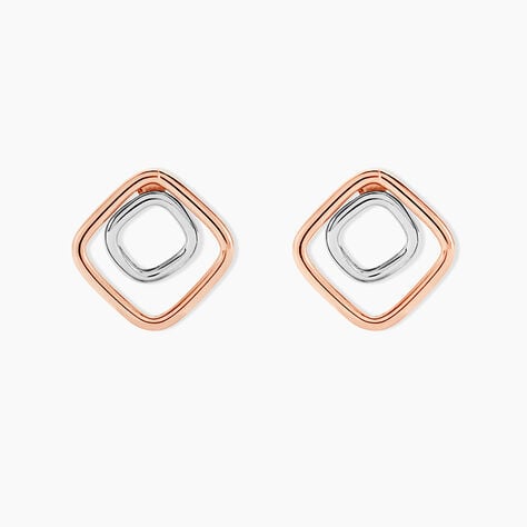 Boucles D'oreilles Pendantes Artahe Carree Or Bicolore - Boucles d'oreilles pendantes Femme | Histoire d&rsquo;Or