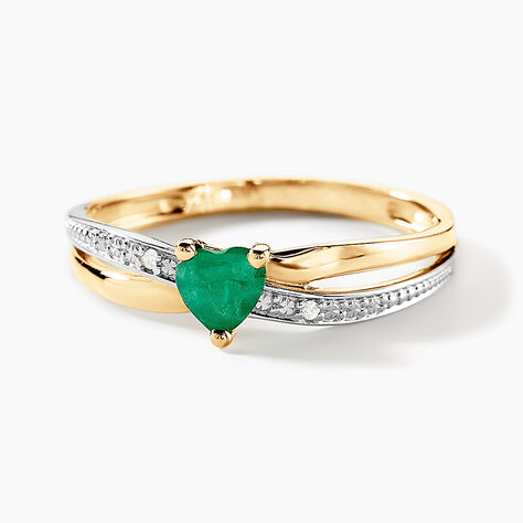 Bague Skylar Or Bicolore Emeraude Diamant - Bagues solitaires Femme | Histoire d’Or