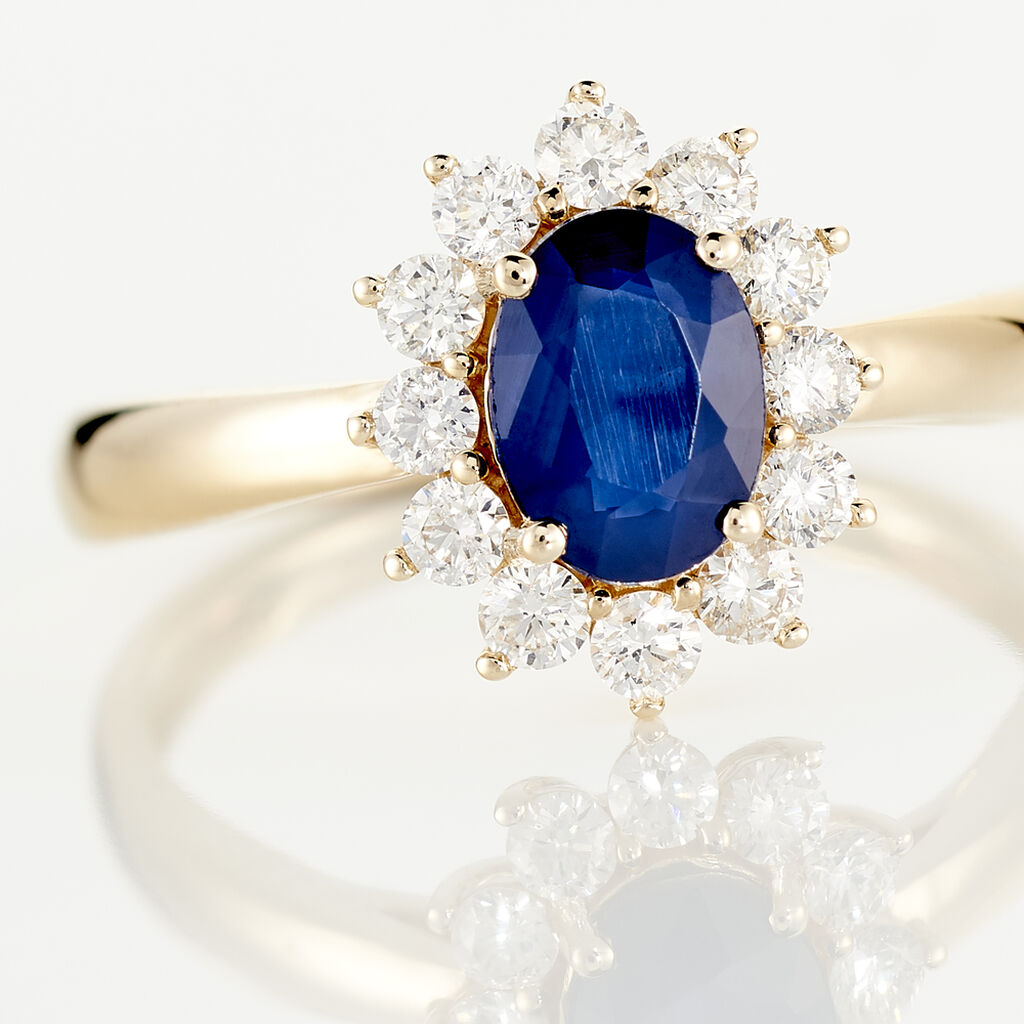 Bague Or Jaune Saphir Diamants - Bagues solitaires Femme | Histoire d’Or