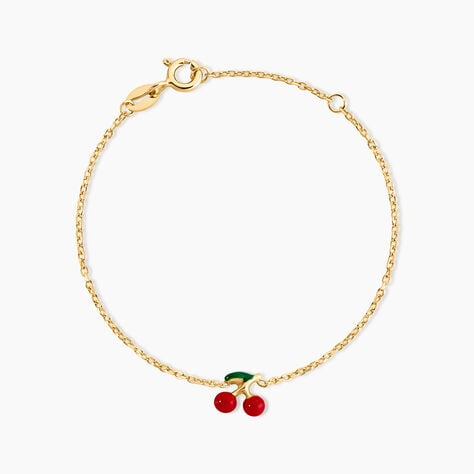 Bracelet Cherry Cerise Argent Dor&eacute; A L'Or 750/1000 - Bracelets fantaisie Enfant | Histoire d&rsquo;Or